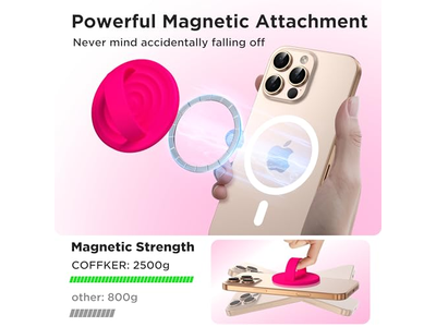 Supporto magnetico per anello per telefono, anello per dito in silicone, colore rosa neon