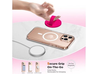 Supporto magnetico per anello per telefono, anello per dito in silicone, colore rosa neon