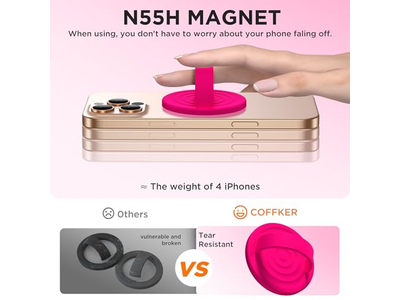 Supporto magnetico per anello per telefono, anello per dito in silicone, colore rosa neon