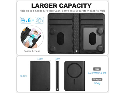 Porta cellulare magnetico con 6 porta carte con blocco RFID nero