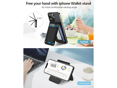 Portafoglio 2 in 1 con supporto regolabile e finestra ID aperta magnetica 9 ca