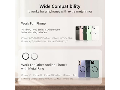 Supporto per cellulare pieghevole con base in metallo girevole a 360°