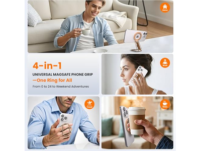 Supporto magnetico per telefono 4 in 1 con passante per cinturino e cavalletto