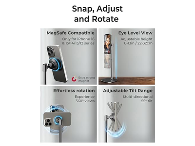 Supporto magnetico regolabile per iPhone per supporto per telefono da scrivania
