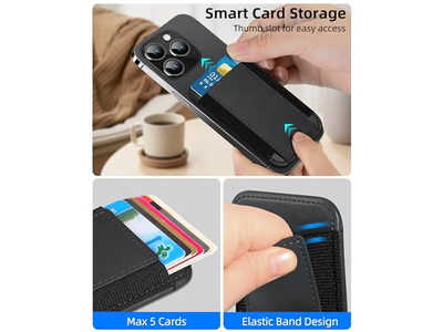 Portafoglio Mag-Safe anti-smarrimento con 5 carte magnetiche in pelle Find My RFID