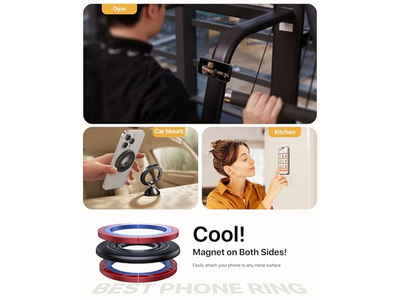 Impugnatura magnetica bifacciale per telefono per supporto ad anello MagSafe Strong nero