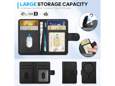 Porta carte magnetico in vera pelle con blocco RFID e 6 slot