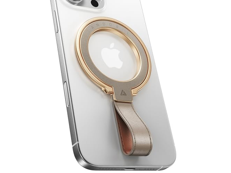Impugnatura magnetica per telefono in pelle con supporto ad anello regolabile per MagSafe