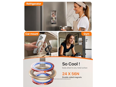 Impugnatura magnetica per telefono in pelle con supporto ad anello regolabile per MagSafe