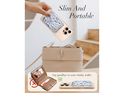 Portafoglio porta carte magnetico per iPhone - motivo floreale blu, adatto per 3 C