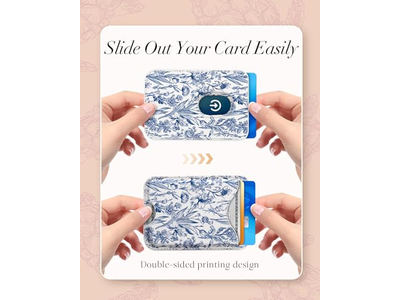 Portafoglio porta carte magnetico per iPhone - motivo floreale blu, adatto per 3 C