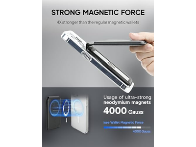 Portafoglio porta carte magnetico con supporto regolabile per iPhone, può contenere 5