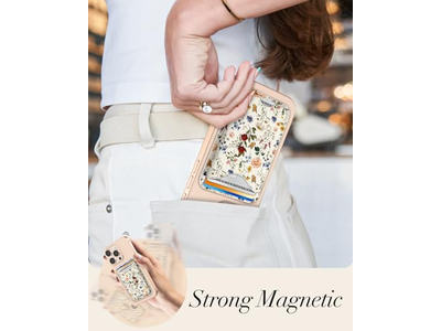 Portafoglio porta carte magnetico con motivo floreale per la serie iPhone