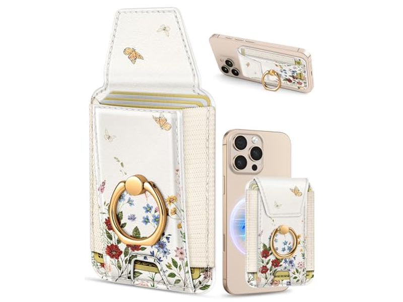 Porta carte magnetico con supporto ad anello per telefono - Può contenere 7 carte