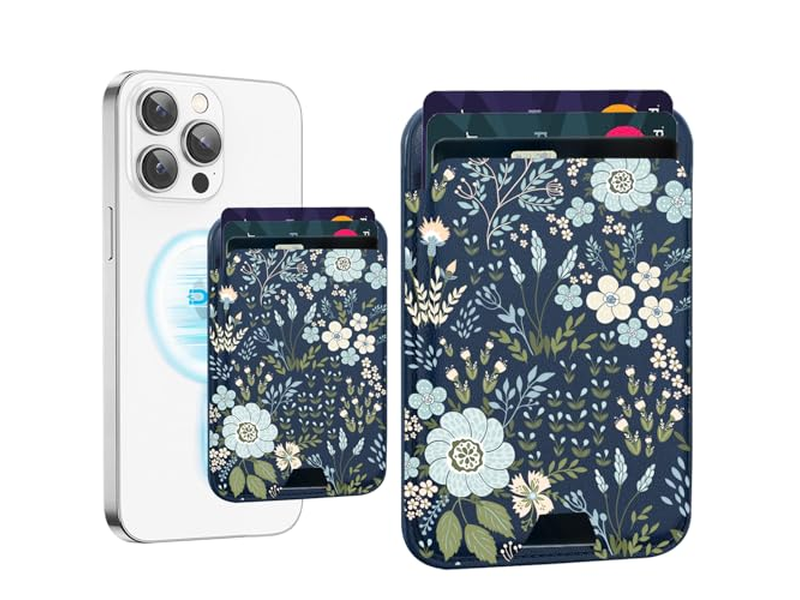 Porta carte magnetico per portafoglio per cellulare, compatibile con MagSafe Leathe