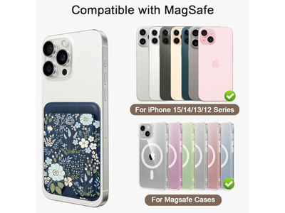 Porta carte magnetico per portafoglio per cellulare, compatibile con MagSafe Leathe