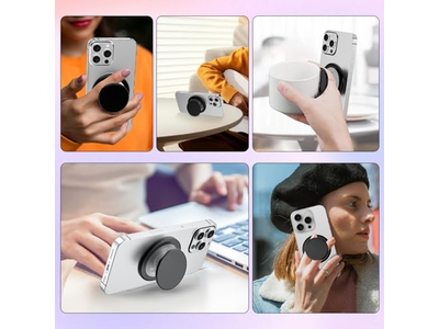 Porta cellulare magnetico con supporto pieghevole rosa trasparente