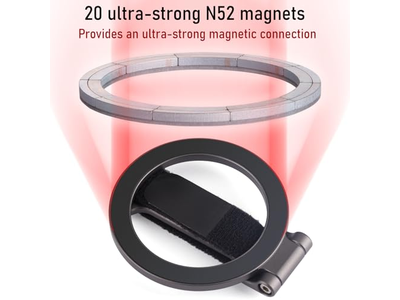 Cavalletto magnetico per impugnatura del telefono con cinturino regolabile e potenti magneti