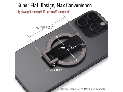 Cavalletto magnetico per impugnatura del telefono con cinturino regolabile e potenti magneti