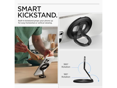 Impugnatura porta cellulare magnetica con cavalletto e apribottiglie - nera