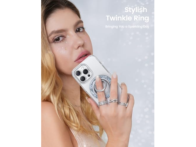 Anello magnetico per telefono per MagSafe Grip - Supporto per anello in argento glitterato Stan