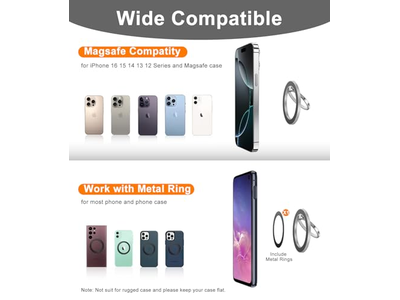 Supporto ad anello magnetico per telefoni cellulari Supporto bifacciale Argento