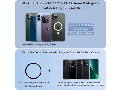 Supporto ad anello magnetico per telefono per supporto con impugnatura regolabile MagSafe Removab