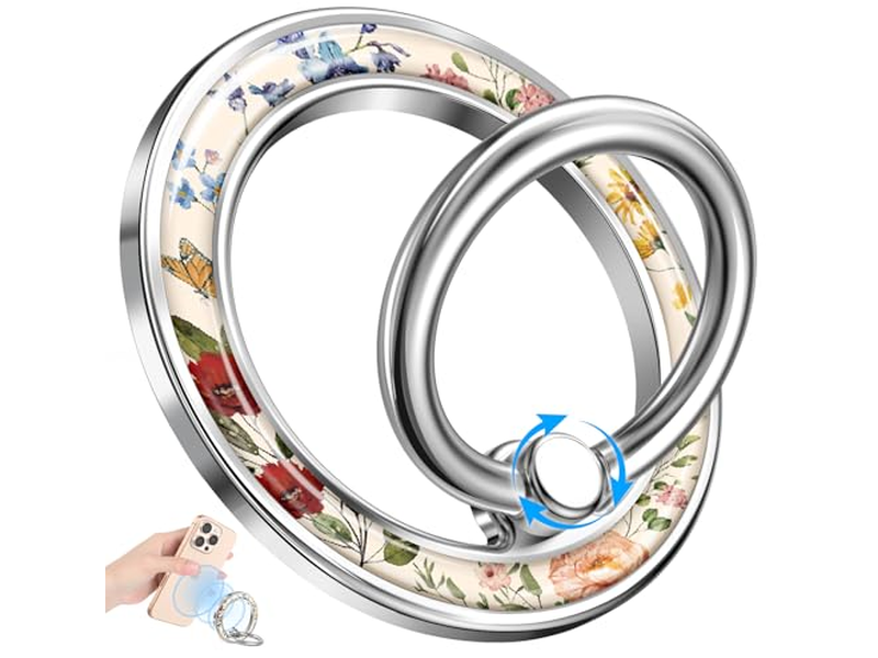 Supporto magnetico per presa ad anello per telefono con design floreale