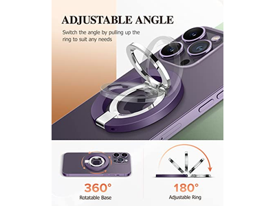 Porta cellulare magnetico ad anello con supporto regolabile e cavalletto - Viola