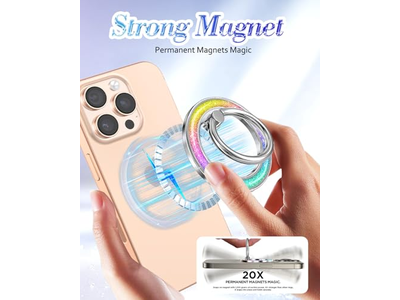 Supporto magnetico per anello per telefono con impugnatura rimovibile per il dito - Design glitterato