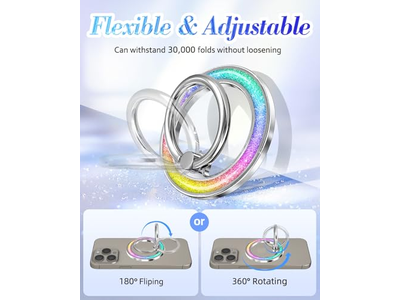 Supporto magnetico per anello per telefono con impugnatura rimovibile per il dito - Design glitterato