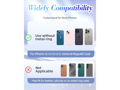 Supporto magnetico per anello per telefono con impugnatura rimovibile per il dito - Design glitterato