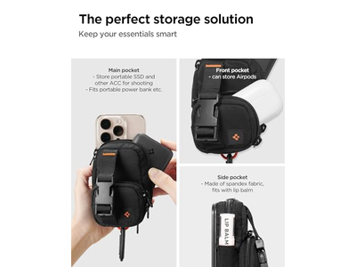 Organizer con custodia magnetica per SSD e schede con clip - Nero