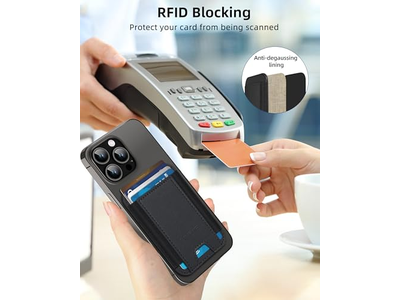 Portafoglio magnetico per iPhone 7 Portacarte Pelle Minimalista RFID Bl