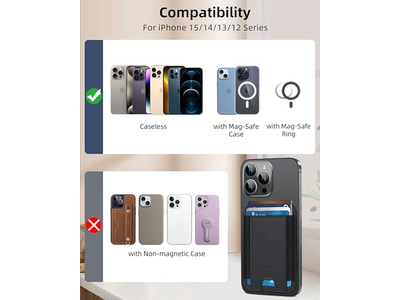 Portafoglio magnetico per iPhone 7 Portacarte Pelle Minimalista RFID Bl