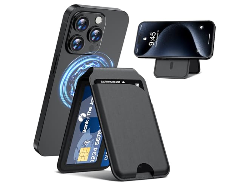 Portafoglio magnetico per iPhone Porta carte regolabile in pelle con blocco RFID