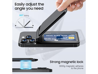 Portafoglio magnetico per iPhone Porta carte regolabile in pelle con blocco RFID