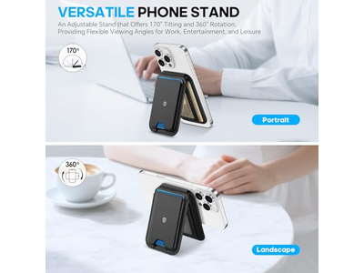 Portafoglio magnetico per MagSafe in vera pelle 6 porta carte RFID Blo