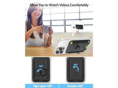 Portafoglio magnetico per telefono Porta carte di credito con blocco RFID Nero