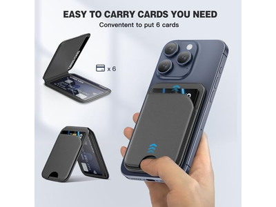 Portafoglio magnetico per telefono Porta carte e supporto in pelle regolabile