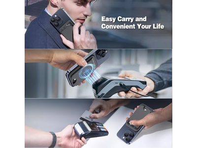 Portafoglio magnetico per telefono Porta carte e supporto in pelle regolabile