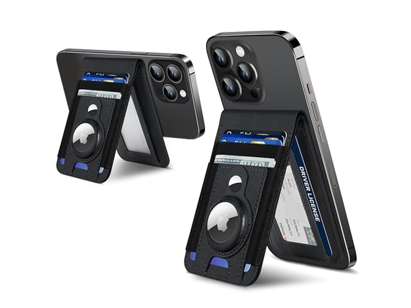 Portafoglio magnetico con porta Airtag, finestra ID, 4 slot per carte RFI