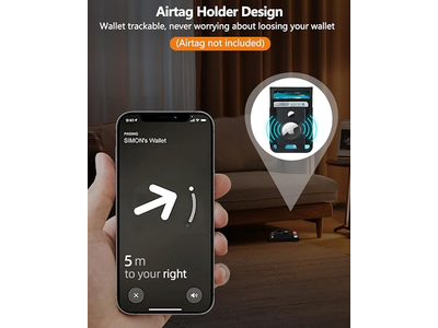 Portafoglio magnetico con porta Airtag, finestra ID, 4 slot per carte RFI