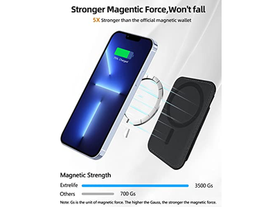 Portafoglio magnetico con 2 scomparti per carte per iPhone Pelle vegana Nero