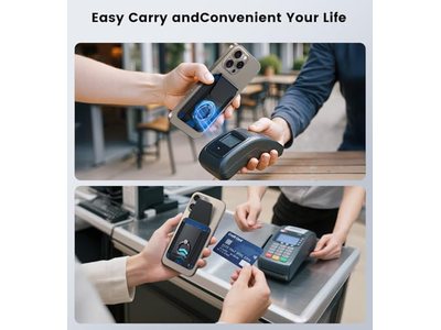 Portafoglio magnetico con anello regolabile a 360 gradi e patta di blocco RFID