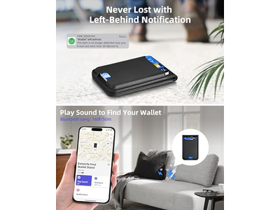 Portafoglio magnetico con supporto regolabile 3 scomparti per carte Pelle vegana Bl