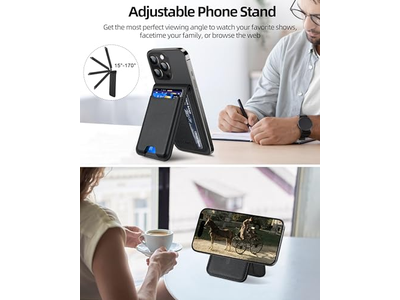 Portafoglio magnetico con supporto regolabile 3 scomparti per carte Pelle vegana Bl