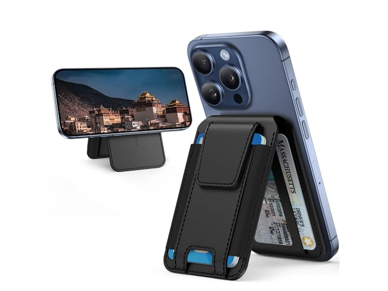 Portafoglio magnetico con supporto regolabile e blocco RFID 3 slot per auto