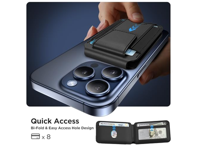 Portafoglio magnetico con supporto regolabile e blocco RFID 3 slot per auto