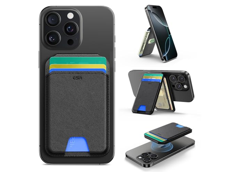 Portafoglio magnetico con supporto regolabile per porta carte di credito iPhone 5 Nero